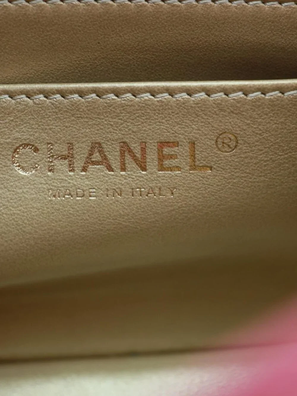 Chanel  Pearl Crush Square Flap Mini Quilted Lambskin Leather Shoulder Bag Pink